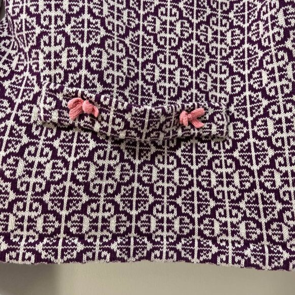 Odd Molly 233 Purple Cable Knit Cotton Cardigan Sweater + Pink Bow [size M/2] - Picture 7 of 8